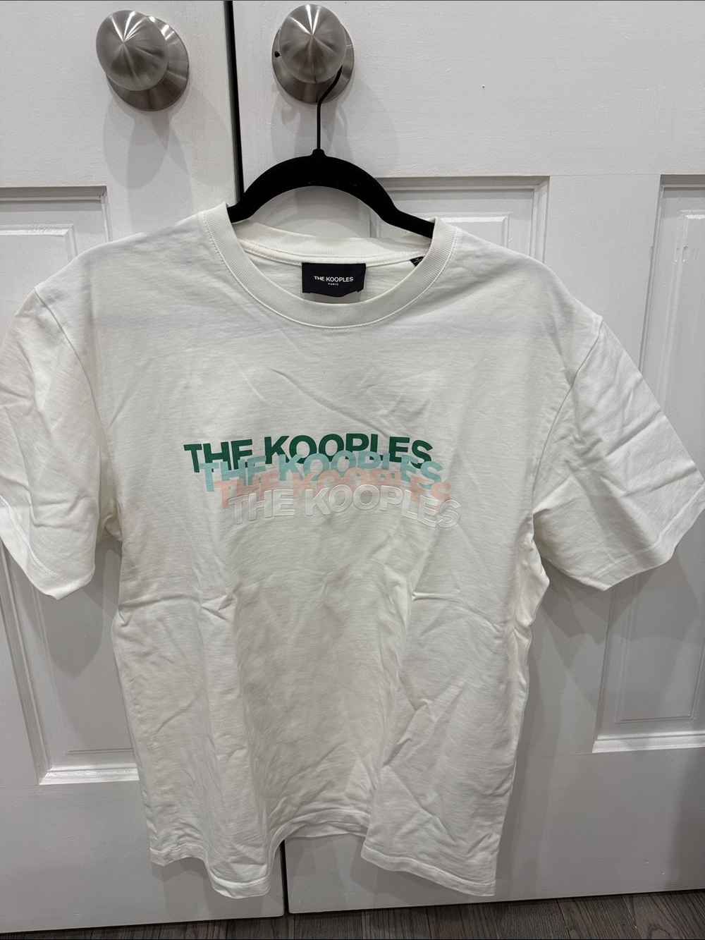 The Kooples White Tee with Green and Pastel Logo